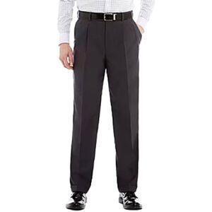 Stafford Classic Fit Flat Front Travel Super Trouser in Dark Grey Men’s 34/29